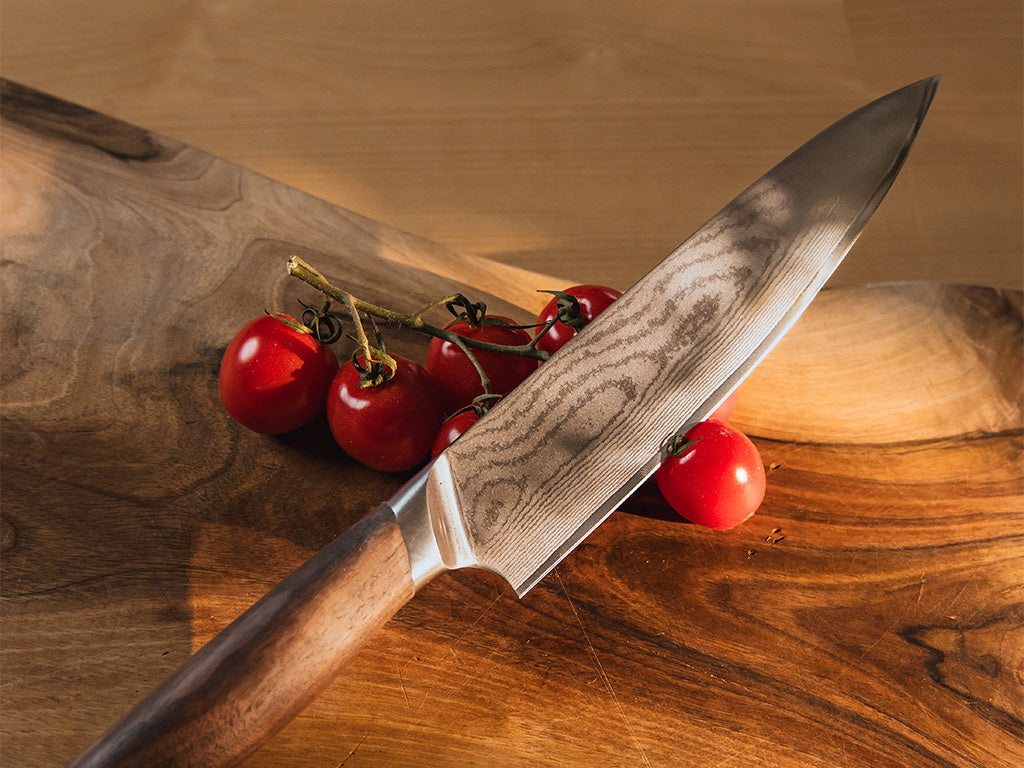 Damascus chef's, utility & paring knife set