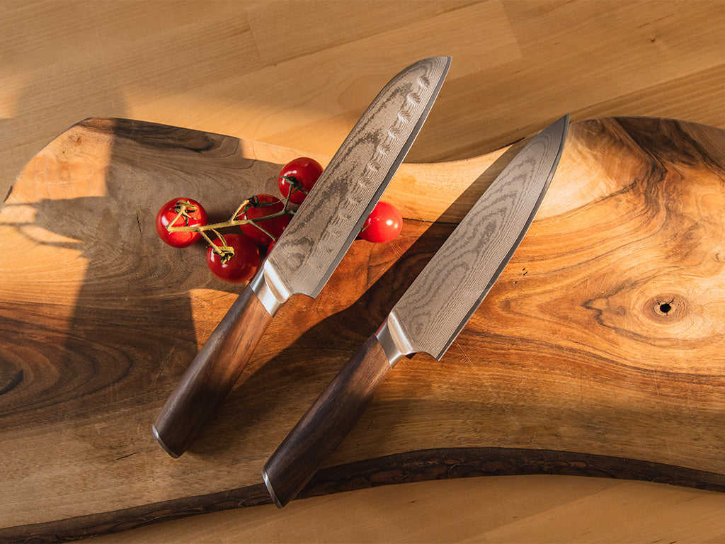 Damaskus kokke- & santoku knivsæt