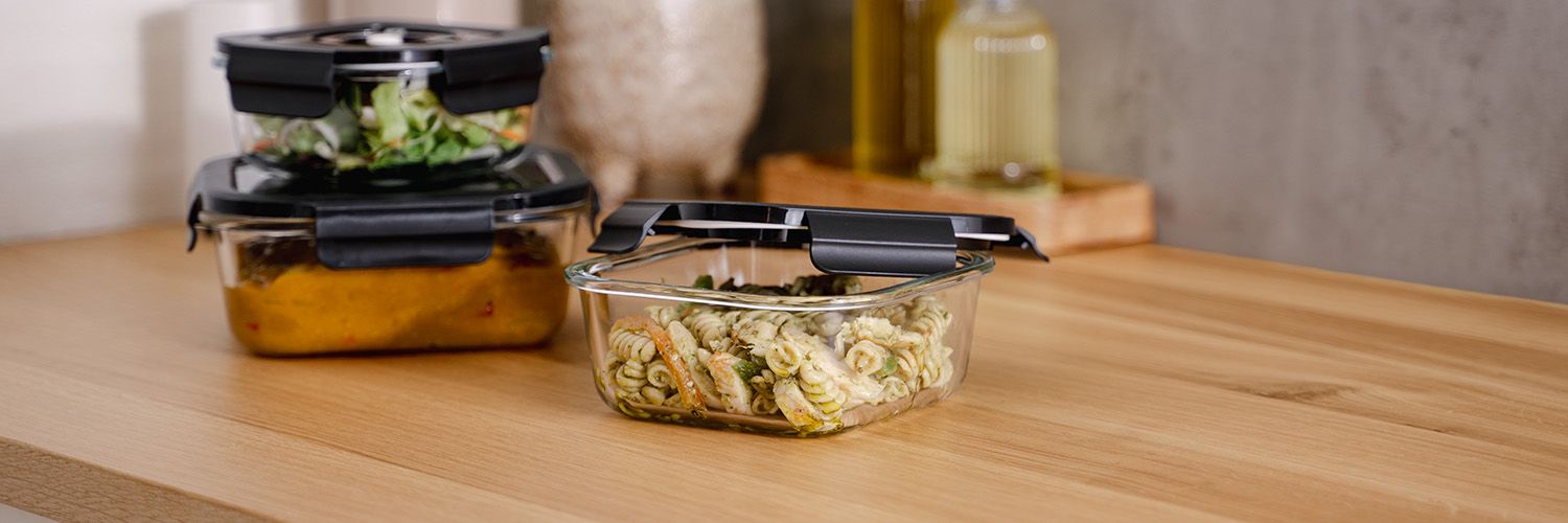 SQUARE VACUUM GLASS CONTAINER - 1230ML - SET - 4PC