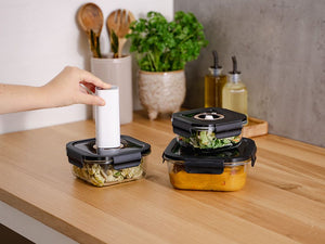 SQUARE VACUUM GLASS CONTAINER - 525ML - 3