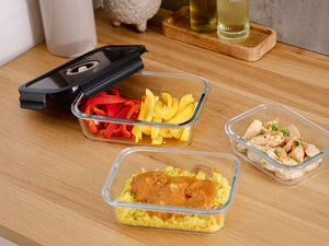 RECTANGLE VACUUM GLASS CONTAINER - 630ML - SET - 4PC - 5