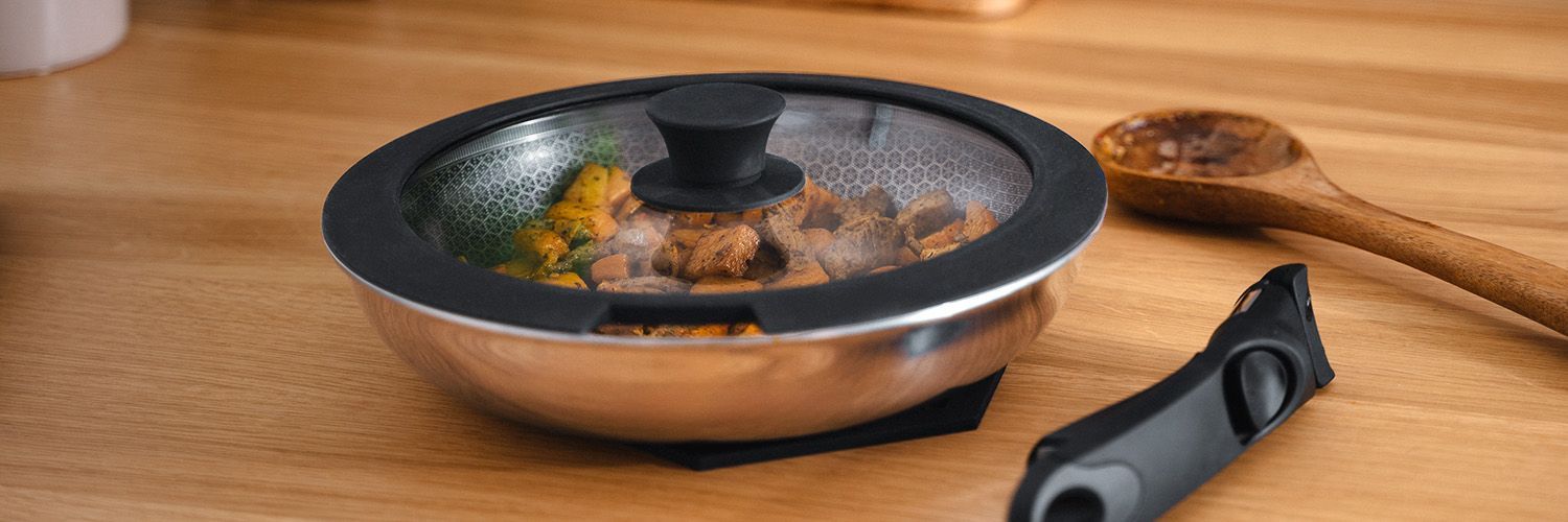 MIXED FRYING PAN WITH DETACHABLE HANDLE 3-PC SET