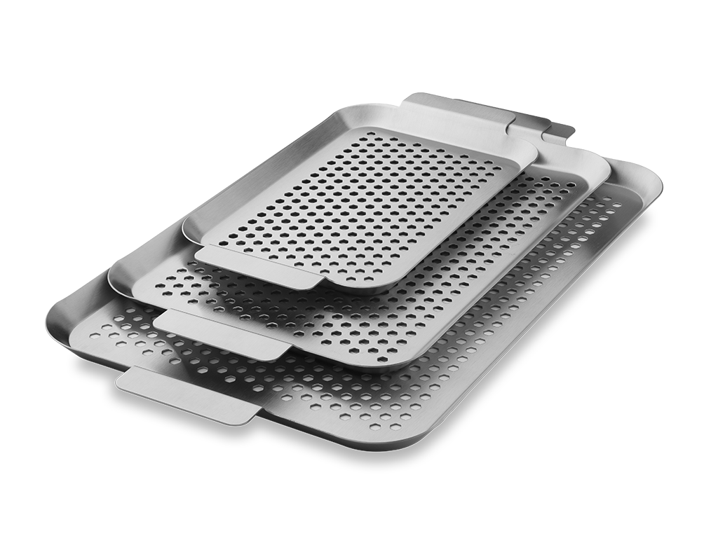 STAINLESS STEEL BBQ TRAYS - 3PC - 1