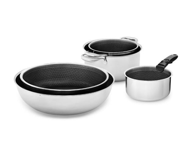 HANDLELESS 5-PCS MIXED COOKWARE SET WITH DETACHABLE HANDLE - 1