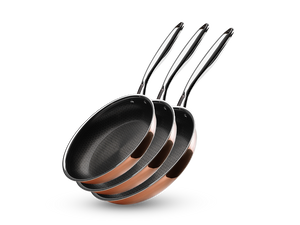 COPPER HYBRID NON-STICK FRYING PAN SET - 3 PCS - 1