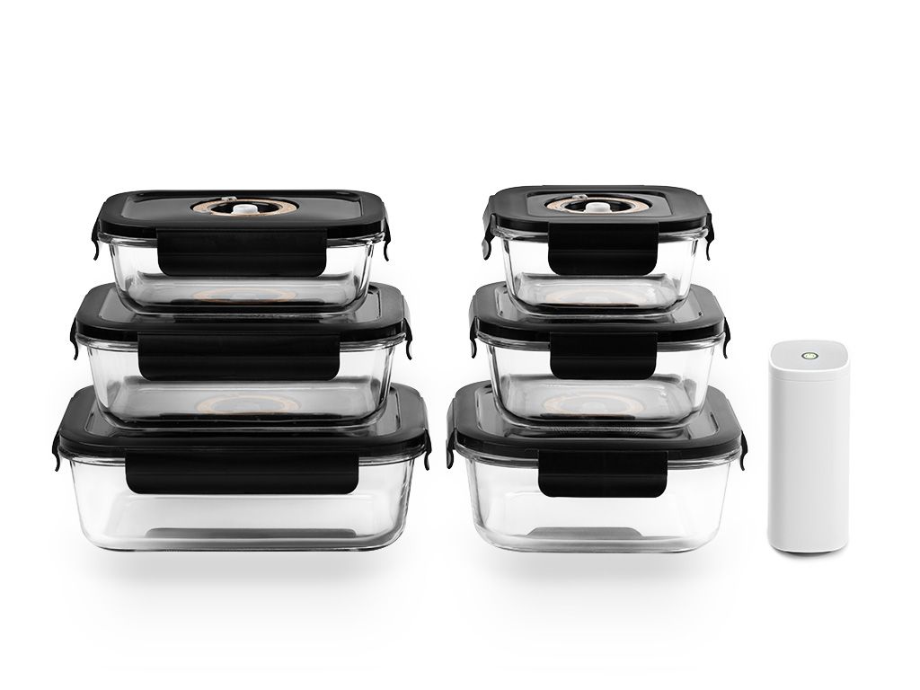 VACUUM GLASS CONTAINER MIX SET - 6PC - 1