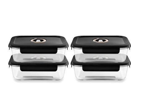 RECTANGLE VACUUM GLASS CONTAINER - 1040ML - SET - 4PC - 1