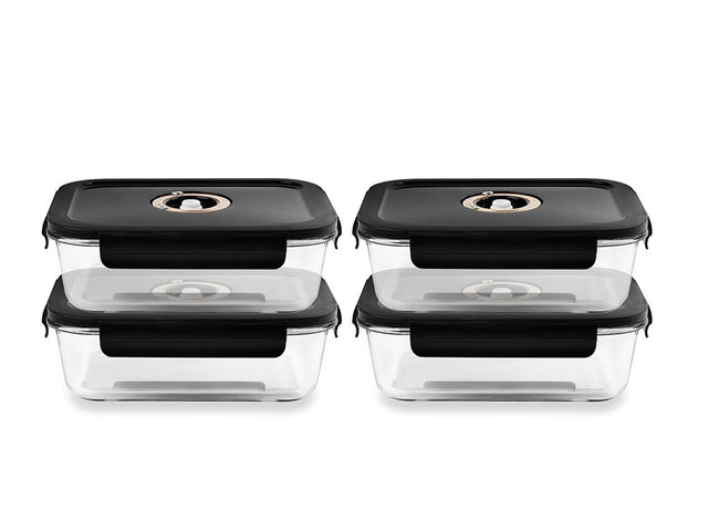 RECTANGLE VACUUM GLASS CONTAINER - 1040ML - SET - 4PC - 1