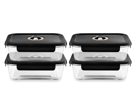 RECTANGLE VACUUM GLASS CONTAINER - 1480ML - SET - 4PC - 1