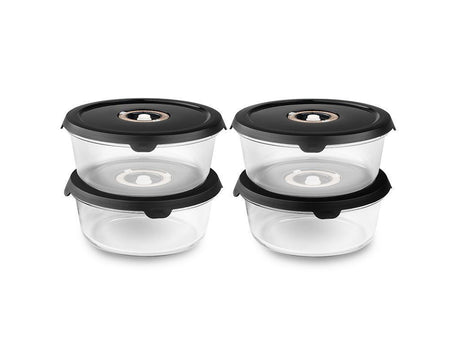 ROUND VACUUM GLASS CONTAINER – 930ML SET - 4PC - 1