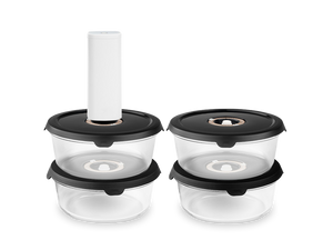 ROUND VACUUM GLASS CONTAINER – 930ML SET - 4PC - 1