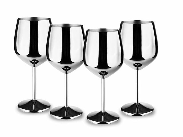STAINLESS STEEL WINE GLASS SET 4-PC - 1
